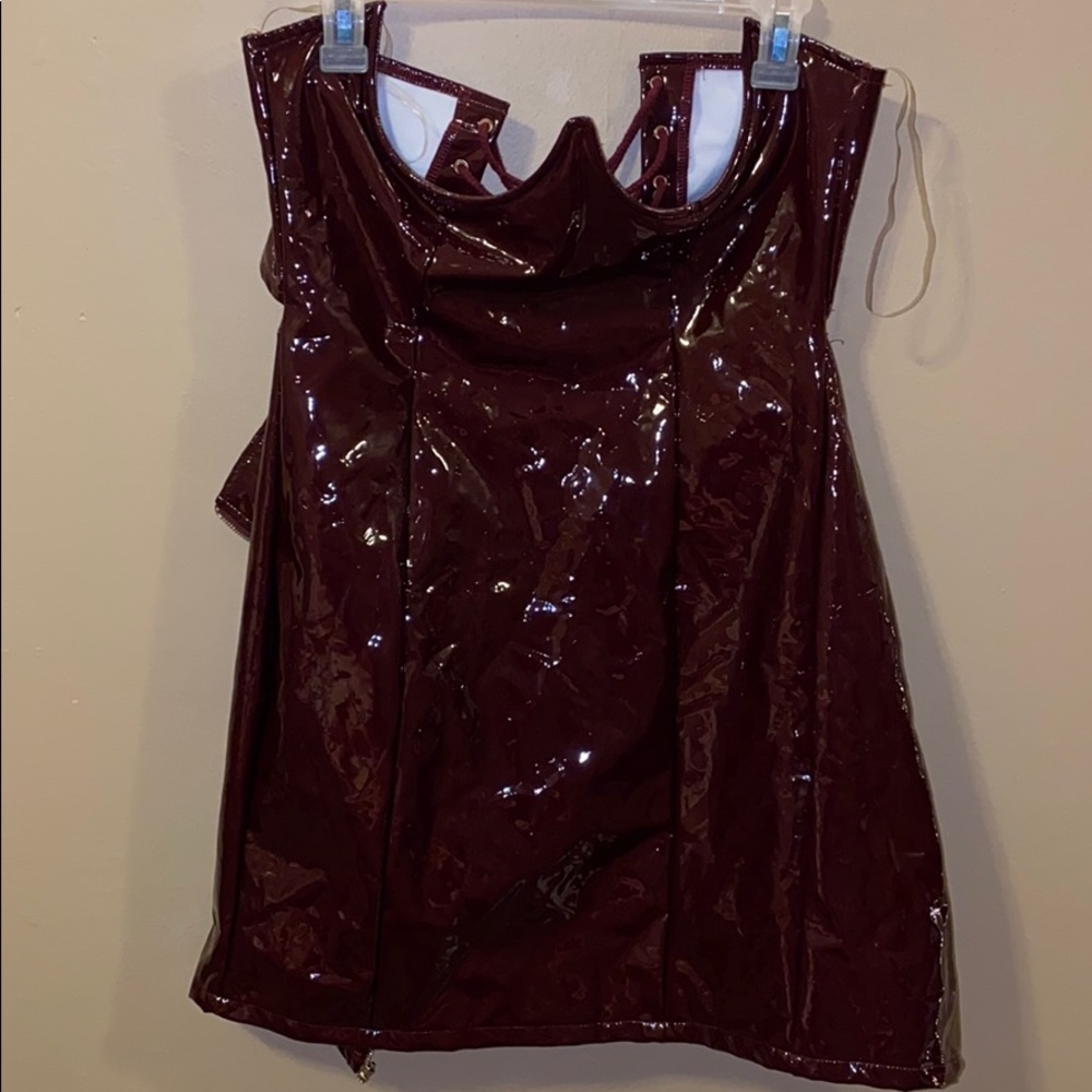 FashionNova Lollipop latex skirt Burgundy